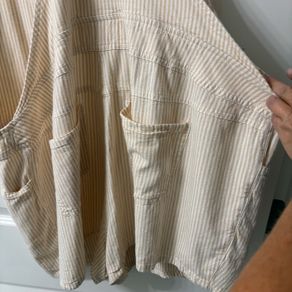 Torrid Tan and White Stripe Linen Blend Overall size 3 - Picture 7 of 11